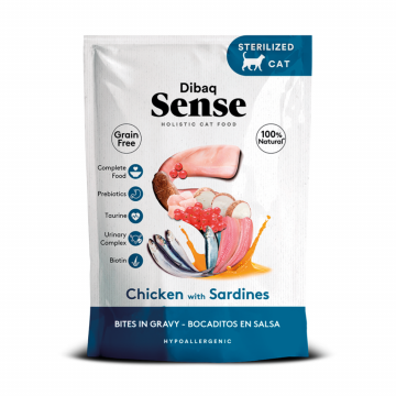 Dibaq Sense Cat Bocaditos de Pollo con Sardinas