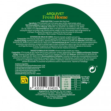 Arquivet Fresh Home Estofado de Oreja de Cerdo para Perros