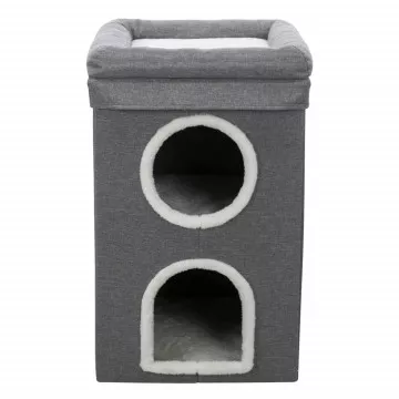 Rascador Cerrado 2 pisos con lateral en Sisal y Cuna (65x38x38cm)