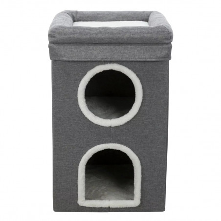 Rascador Cerrado 2 pisos con lateral en Sisal y Cuna (65x38x38cm)