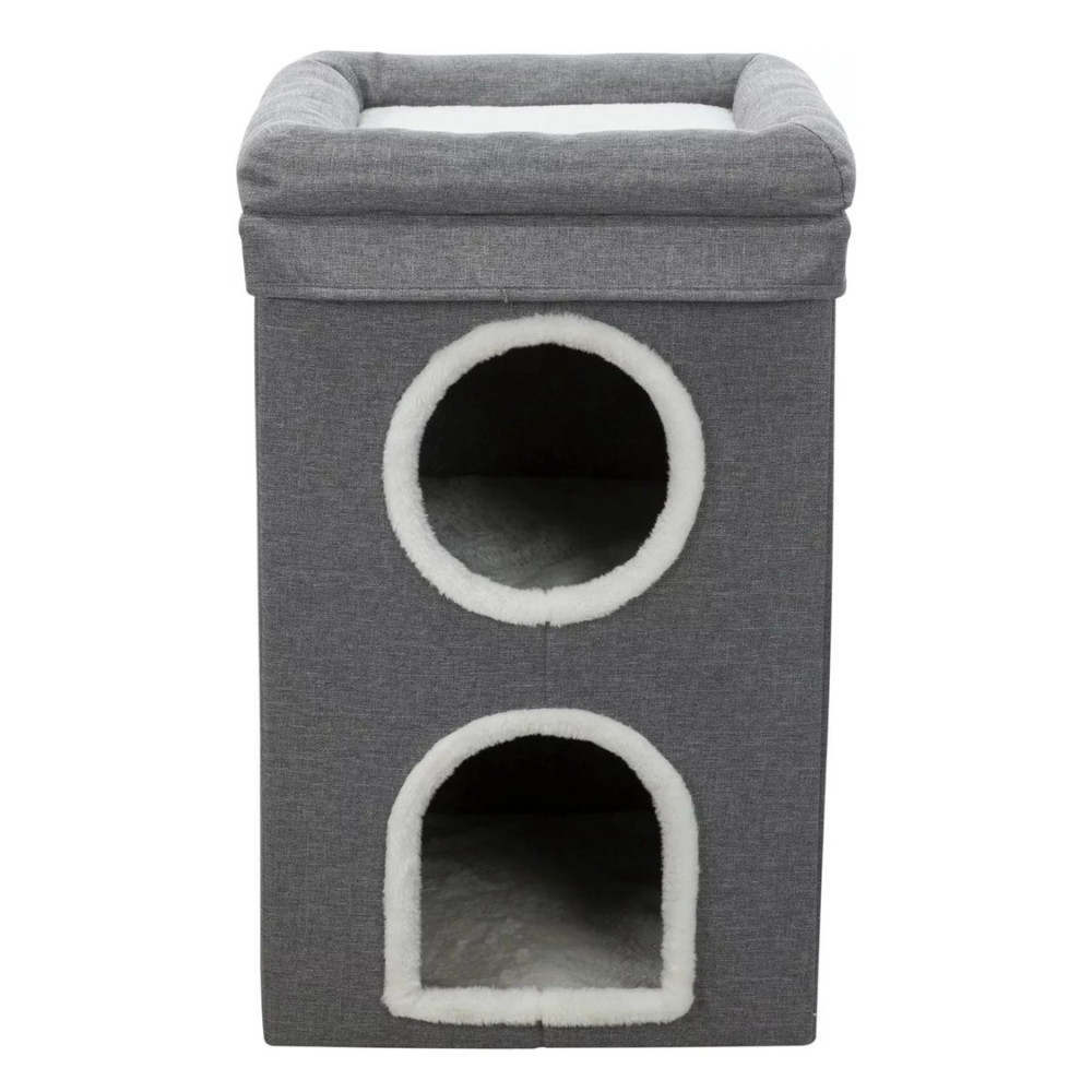 Rascador Cerrado 2 pisos con lateral en Sisal y Cuna (65x38x38cm)