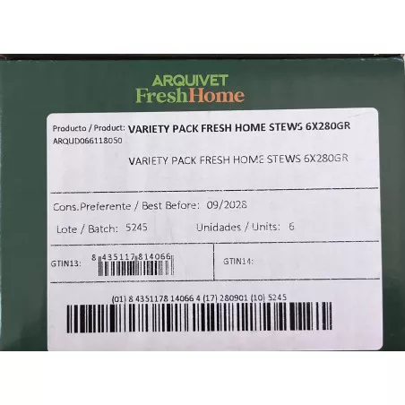 Arquivet Fresh Home Multipack Sabores Variados 6 x 280 Gr ETIQUETA