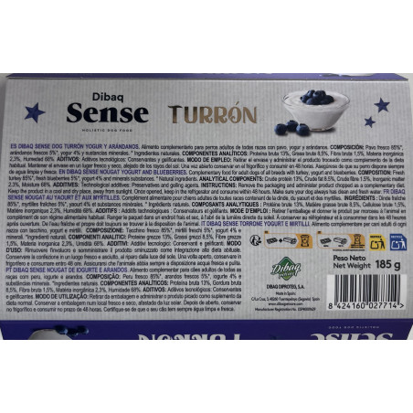 Dibaq Sense Dog Turrón de Yogurt y Arándanos ETIQUETA