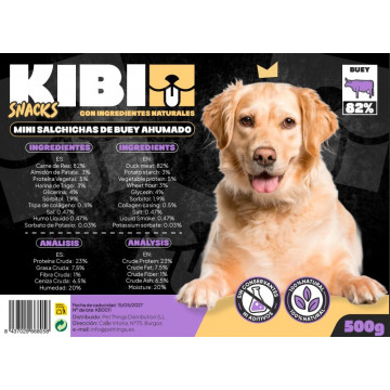 KIBI Mini Salchichas de Buey Ahumadas para Perros