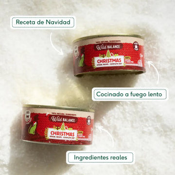 Wild Balance Receta de Navidad Lata de Pollo, Ternera y Pavo para Gatos 120 gr