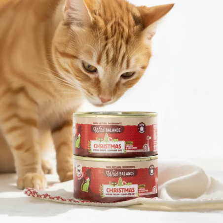 Wild Balance Receta de Navidad Lata de Pollo, Ternera y Pavo para Gatos 120 gr
