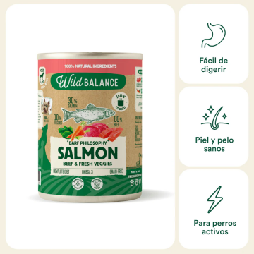 Wild Balance Lata BARF SALMÓN Y TERNERA con Verduras Frescas