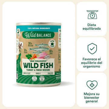 Wild Balance Lata BARF PESCADO SALVAJE Y PAVO con Verduras Frescas