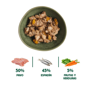 Wild Balance Gato Lata BARF cocinado al vapor PESCADO SALVAJE y PAVO con Verduras Frescas