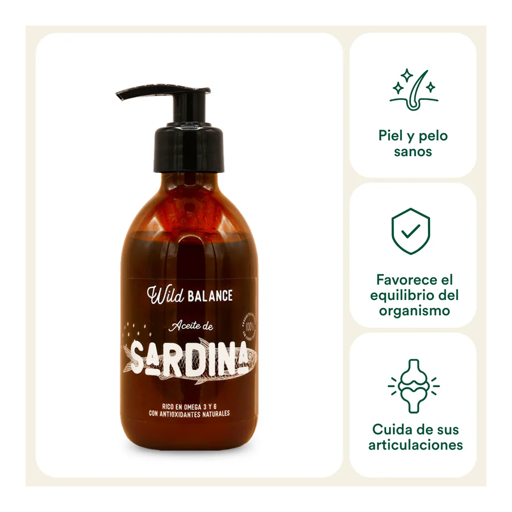 Wild Balance ACEITE SARDINA DEL MAR DEL NORTE para perros y gatos