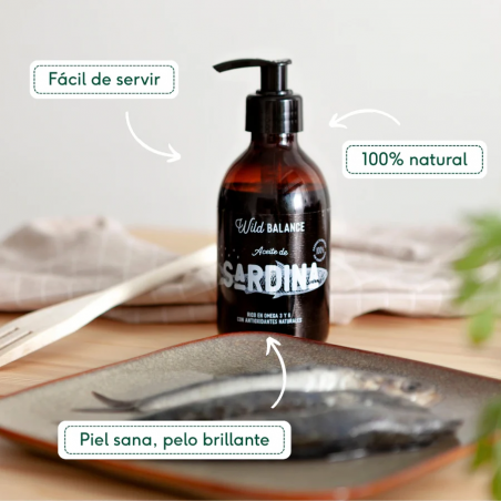 Wild Balance ACEITE SARDINA DEL MAR DEL NORTE para perros y gatos