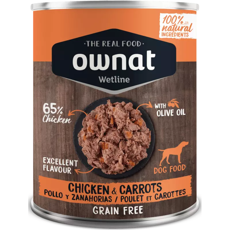 ownat wetline 400 g lata de frango com cenouras