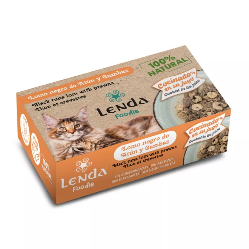 lenda foodie gato lata com lombo de atum preto com gambas
