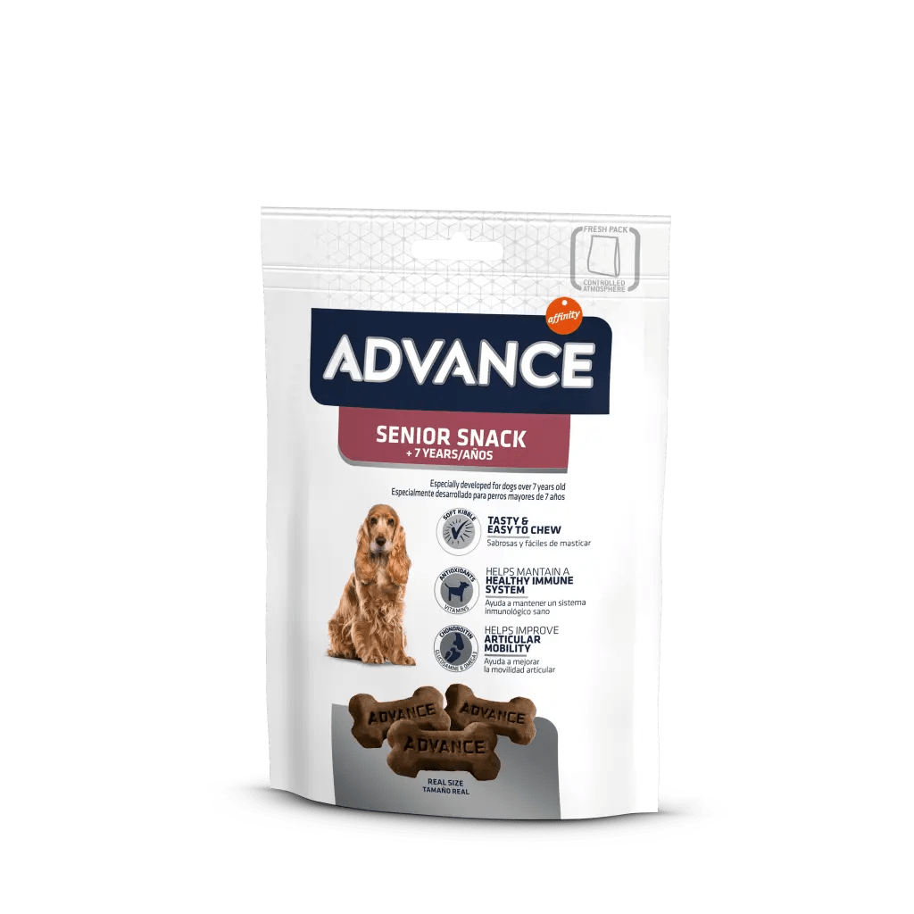 Advance Snacks +7 Years para perros de avanzada edad PESO 150 gr
